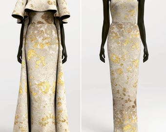 Made to Measure Cape and Strapless Two Piece Dress : Choose your fabric ( Prom/Wedding/Red Carpet )