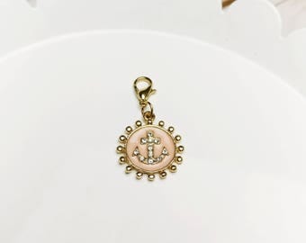 Light Pink with Rhinestones Nautical Anchor Charm