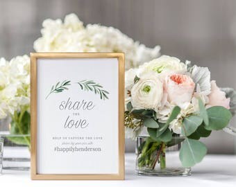 Share The Love Hashtag Sign, Instagram Sign Template, Wedding Hashtag Sign, Printable Instagram Sign, Hashtag Sign Printable - KPC02_310