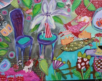 Enchanted Garden, acrylic painting, 50 / 70 cm