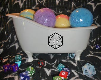 Critical Role Bath Bombs: Full Set Of 7 Large Character Inspired Bath Bombs With Full Set of Polyhedral Dice Inside