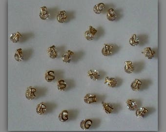 Gold Initial Earrings,Alphabet Earrings,Personalized Earrings,Engraved Earrings,Letter Earrings,Tiny Initial Stud Earrings