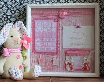 Shadow Box, Baby Girl, Newborn, Baby Shower Gift, Nursery Wall Art, Photo Display, Nursery Art, Baby Girl Nursery,Nursery Decor,Display Case