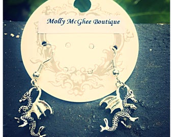 Beautiful Double Sided Tibetan Silver Dragon Earrings. 925 Silver Hooks.