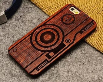 Iphone 5/6 7 case wood - wooden iphone 7 case walnut, cherry or bamboo wood - camera