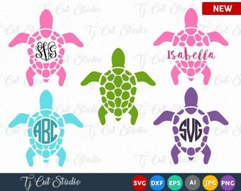 Sea Turtle Monogram SVG, Sea Turtle SVG,Sea Turtle SVG, Sea Turtle Silhouettes Sea Turtle Monogram, Svg, eps, Silhouette Files, Cricut Files