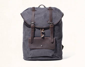 Waxed Canvas Backpack/ Leather Backpack Man/ Leather Backpack/ Laptop Canvas Backpack/ Leather Satchel Backpack/ Macbook Bag
