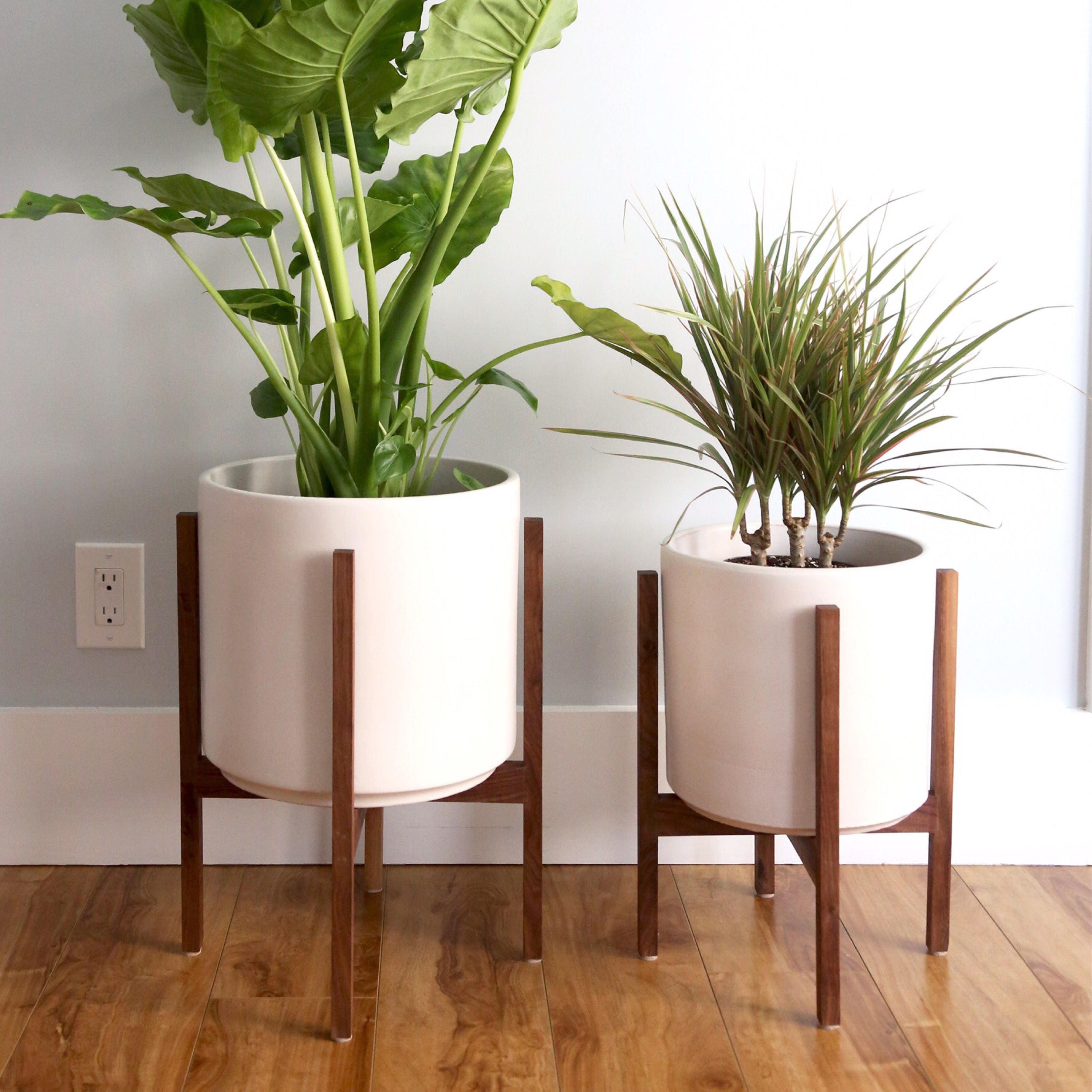 Large Mid century Modern Planter With Walnut Or Oak Wood