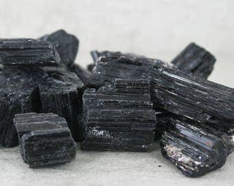 Raw Black Tourmaline Crystal Specimen, ONE Natural Rough Black Tourmaline Nugget Specimen, Chakra Stone, Collector Specimen, Black Crystal