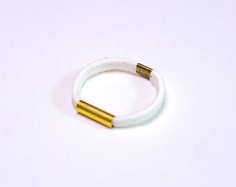 White suede ring | brass tube | limited series