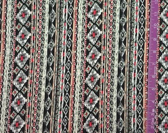 Knit fabric, tribal print stretch fabric, jersey knit fabric, jersey fabric, Vertical tribal knit fabric