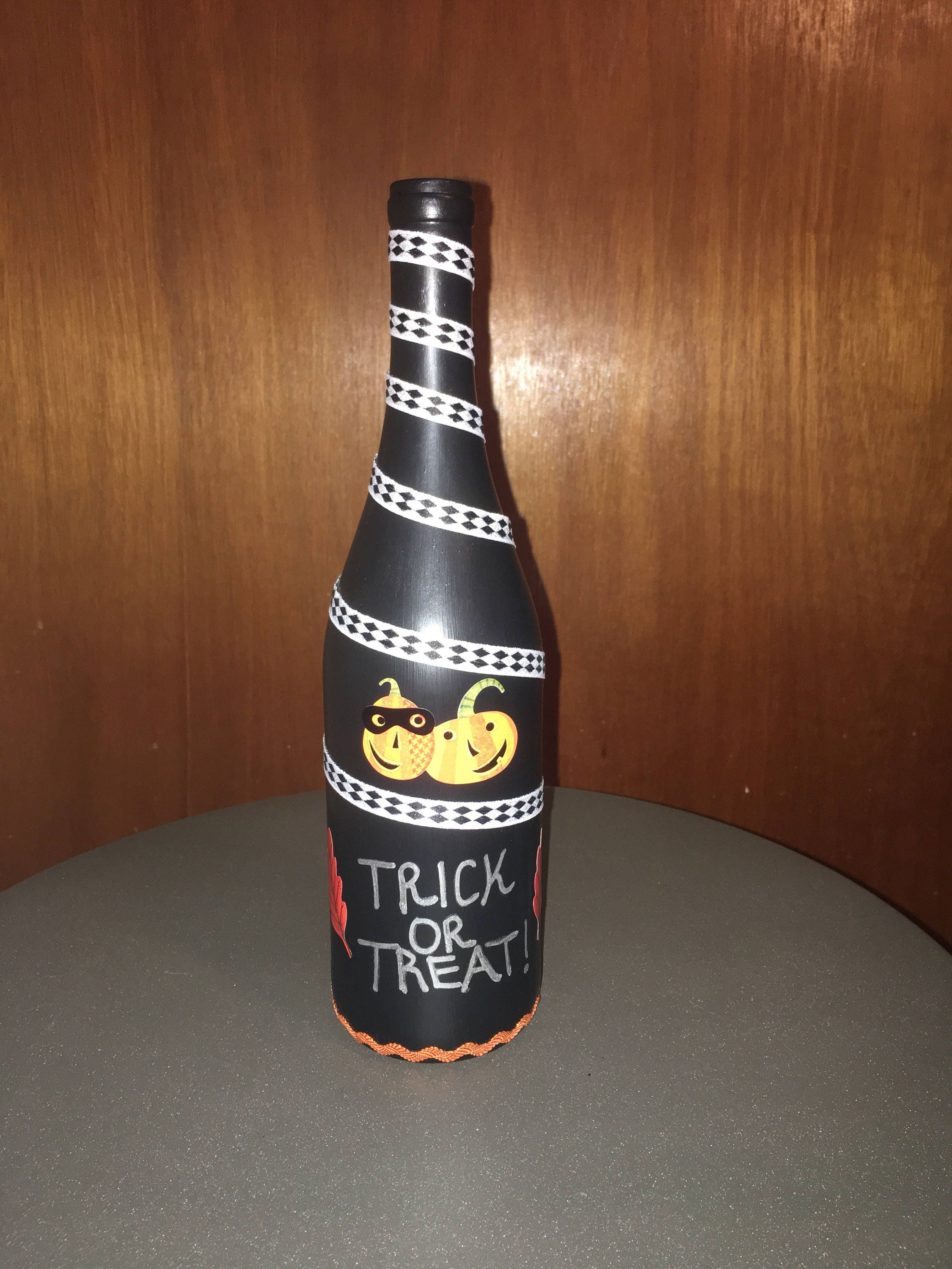 Hand Painted Wine Bottle Decor