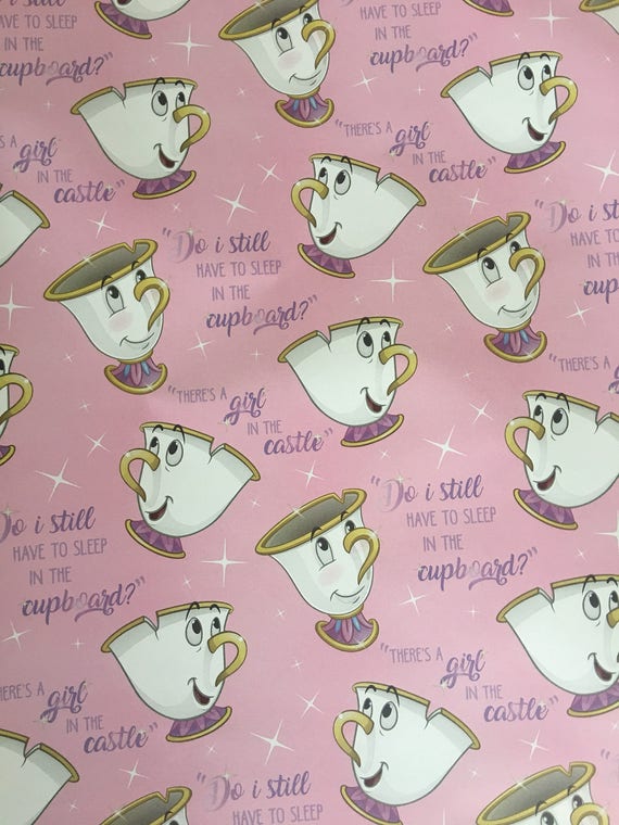 Chip the Cup Gift Wrapping Paper, Beauty and the Beast from