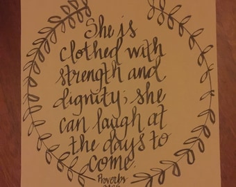 Hand-lettered verse on burlap, will attach to rustic wood plaque