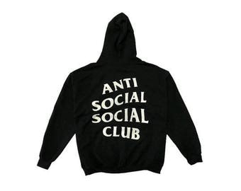 Anti Social Social Club Logo Pullover Hoodie Black White || Great Quality, Kanye, Pablo, Vlone, SupremeNYC