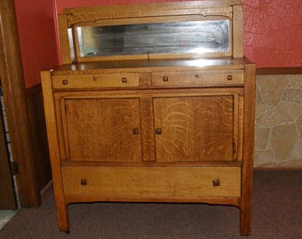 Arts & Crafts Mission Style Oak Buffet / Sideboard (circa 1890's) Rustic Home Decor