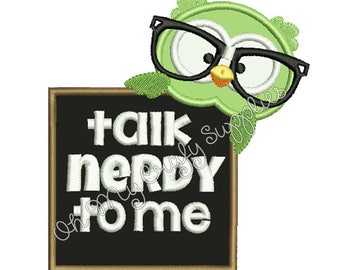 Talk Nerdy to Me Owl Applique Design