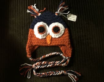 Hand Crochet Owl Hat 6-9 Month Size