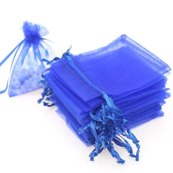 100 Royal Blue Organza Bags 6x9 Inch Sheer Fabric Wedding