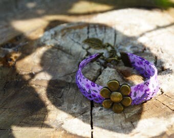 Bracelet liberty purple lace and flower color bronze