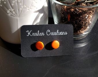 Orange polymer clay stud earrings