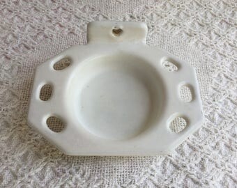 Vintage Porcelain over Metal Toothbrush and Cup Holder