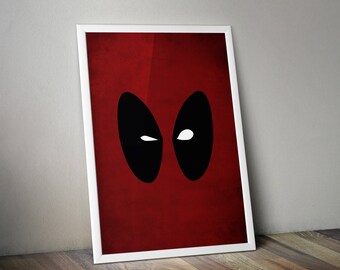 Deadpool Mask Minimalist Print - Marvel Avengers Poster Print, Deadpool Film Wall Art, Ryan Reynolds, Deadpool Mask Minimalist Art Print.