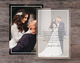 Thank You Card | Wedding Thank You Card | Front and Back | Wedding Day | Wedding Pictures | Mr and Mrs | Black and White | 4x6