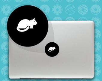 cat macbook decal, cat macbook sticker, cat laptop decal, macbook cat, cat mac decal, cat laptop sticker, apple logo decal, mac vinyl decal