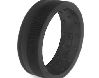 BULZi - Zi2 Massaging Comfort Fit Silicone Wedding Ring - #1 Most Comfortable Wedding Band - Flat Edges with Flexible Work Safety Design