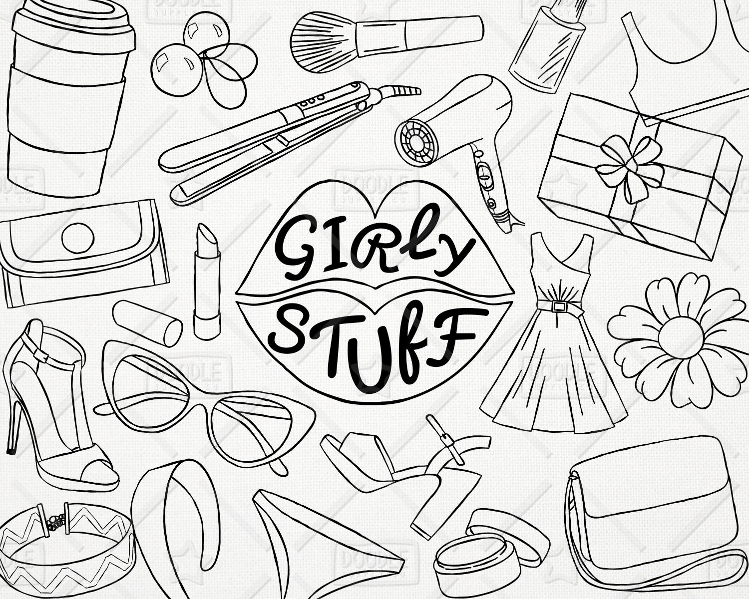 Doodle Girly Stuff Vector Pack Girly Things Girly Clipart