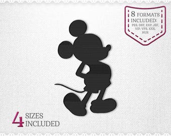 Mickey Mouse Silhouette Disney Embroidery Machine Design - 4 Sizes - INSTANT DOWNLOAD - Applique, Embroidery, Designs