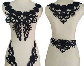 WUBU Lace Neckline Trim Applique Embroidery Patch Motif Embellishments Decorative Patches