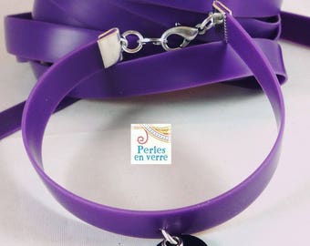 2 m Ribbon buna cord purple width 10mm (fil61)