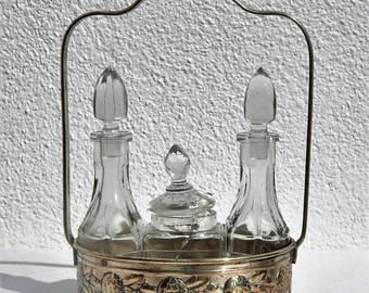 Art nouveau silver plated oil & vinegar set