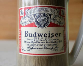 Budweiser Insulated Beer Stein Termo-Serv Vintage Barware
