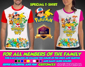 Pokemon Birthday Shirt, Custom Shirt, Personalized Shirt, Mickey family shirts, Birthday t-shirts Pokemon pikachu Family Pokemon Theme