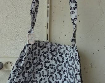fabric Messenger shoulder bag cotton blue round pattern