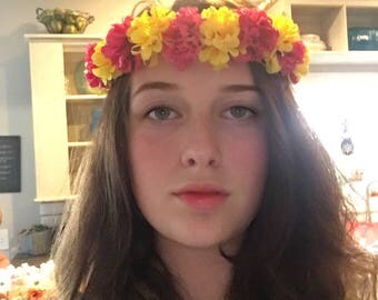 Hot pink and yellow flower crown