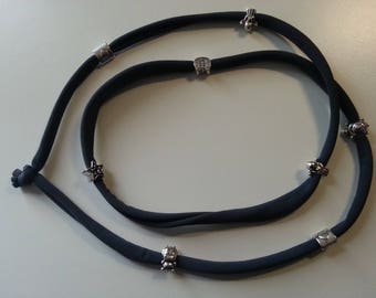 Necklace Bracelet strap anthracite grey with applications