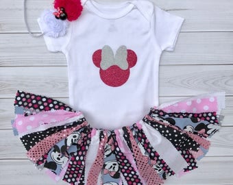 Minnie Mouse 1st Birthday Outfit , 1st Birthday Girl Outfit , First Birthday Outfit Girl , First Birthday Tutu Outfit , First Birthday