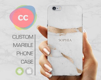 Personalised iPhone 7 Case / Rose Gold Marble Phone Case / iPhone 6 Case / iPhone 6S, 5, 5S Case / Samsung Galaxy S8, S7, S6 Case - PC-209