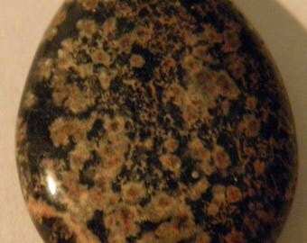 Orbicular ocean Jasper - vertical - drilled 25x19x6mm
