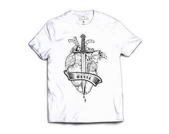 Warrior's Heart streetwear graphic tee handmade cotton tee
