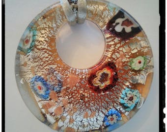Millefiori style glass pendant necklace