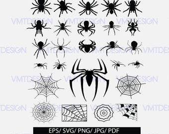 Spider SVG, Spider SVG Bundle, Spider web svg, Spider cut files, Spider svg files for silhouette, files download svg, pdf, eps, png, jpg