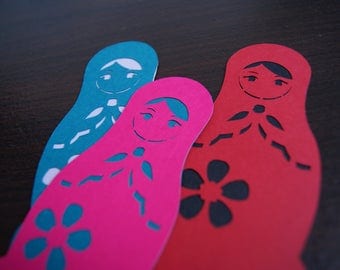 Bookmark Kirigami Russian Matryoshka Dolls