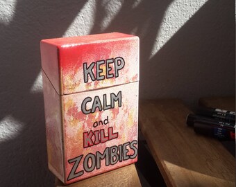Zombies, cigarette pack cover case, handmade, hand made creation, original, cigarette case, pouch, idea, gift, gift case