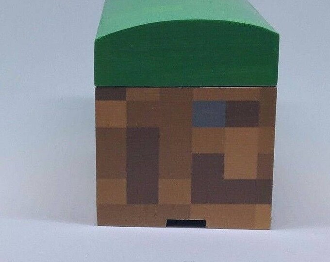 Minecraft inspired grass block Chest trinket box Ideal for Kids