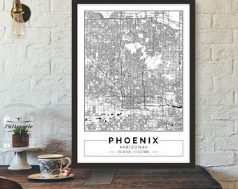Phoenix, Arizona, City map, Poster, Printable, Print, Street map, Wall art